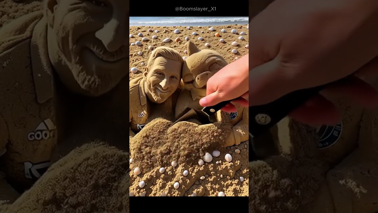Messi & Tarlalilo Taralala 🏖️ Amazing Sand Statue Creation!
