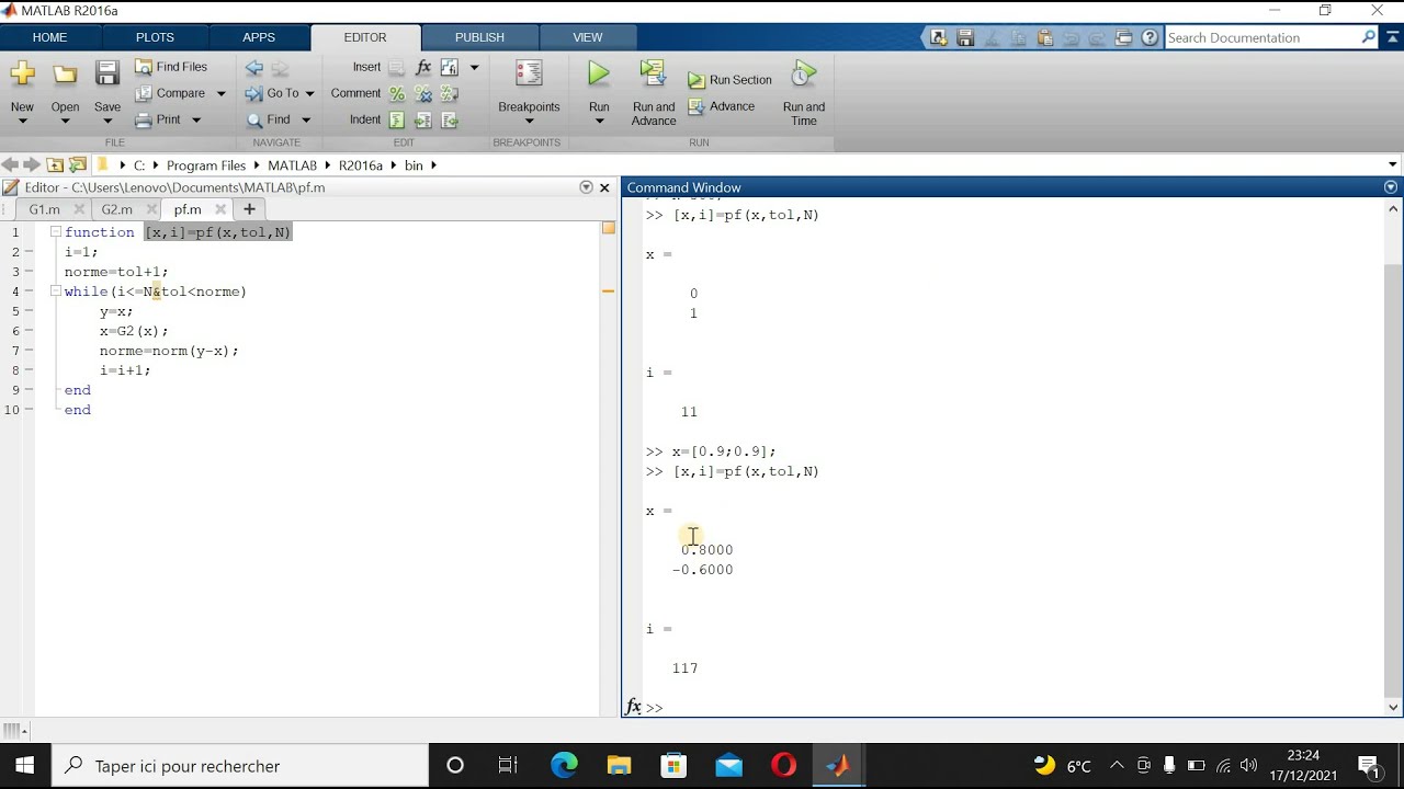 algorithme méthode de point fixe MATLAB YouTube