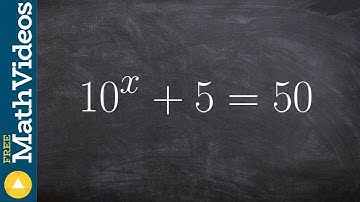 Learn how to solve an exponential equation by isolating exponent and taking log 10^x +5=50