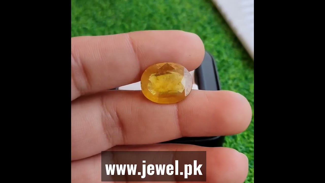 Big Yellow Sapphire 14 Ct Natural Pukhraj Gemstone Certified