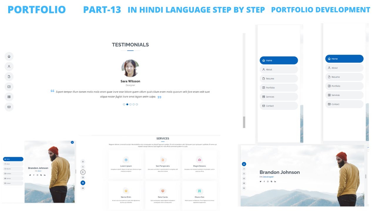 P -13 Responsive Portfolio Development In Hindi HTML | CSS | Bootstrap ...