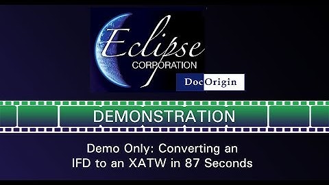 Demo Only Converting an IFD to an XATW in 87 seconds