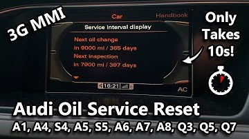 Audi 3G MMI Oil Change Service Interval Reset How to DIY A1 A4 S4 A5 S5 A6 A7 A8 Q3 Q5 Q7