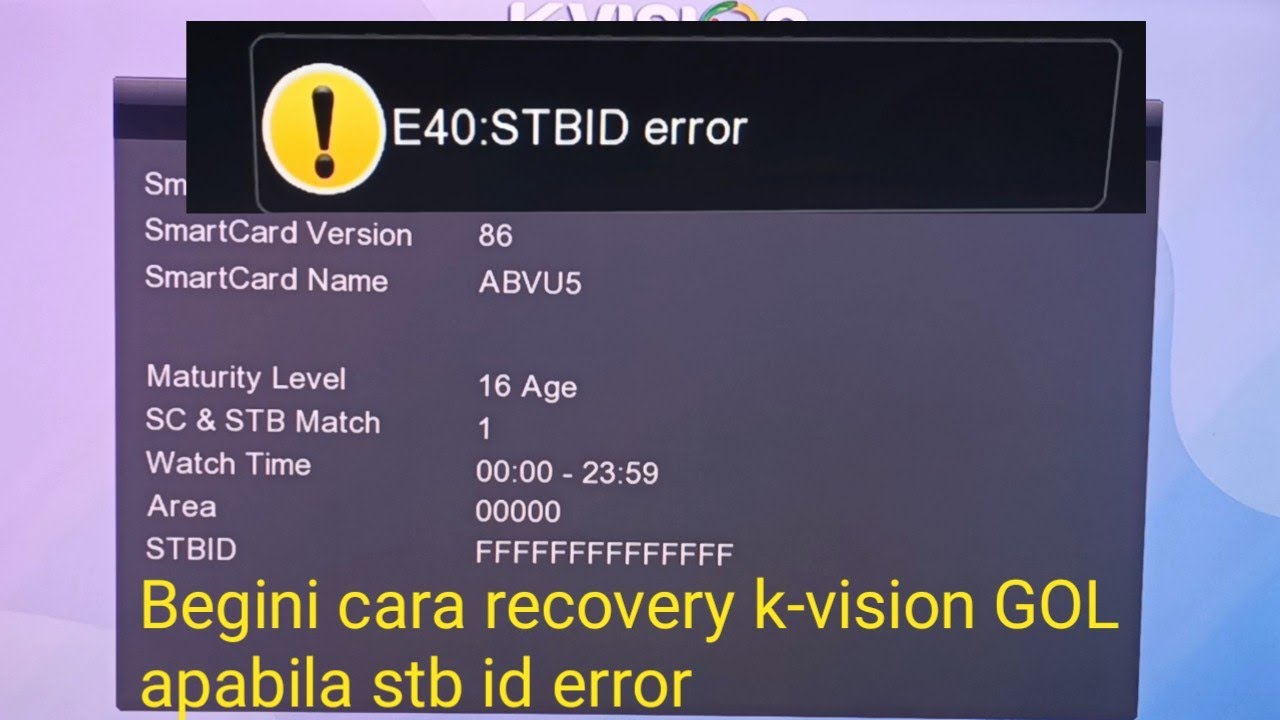 Recovery E40STBID error KVision GOL ( Gardiner Optus LGsat ) YouTube