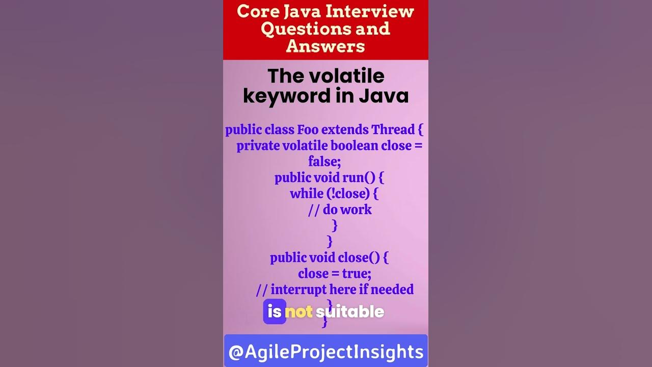 Relevance of The volatile keyword in Java #agile # ...