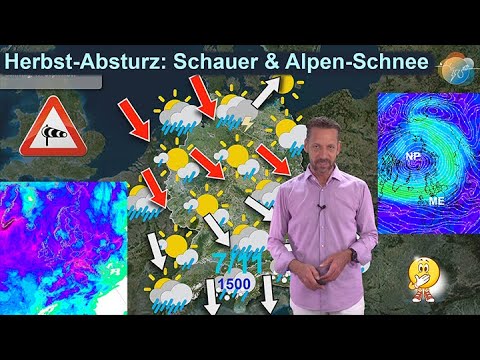 Herbst-Absturz mit Schauern & Alpen-Schnee (1300m). Aktuelle Wind- & Wettervorhersage 15.-22.09.2022