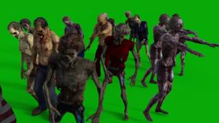 Greenscreen Footage - Zombie Group walking by