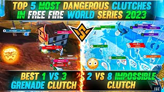 TOP 5 MOST DANGEROUS CLUTCHES IN FREE FIRE WORLD SERIES | BEST CLUTCHES IN FREE FIRE ESPORTS