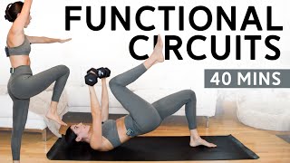 Total Body Functional Circuits Workout (40 Mins) - Set of Weights, Low Impact At-Home Workout