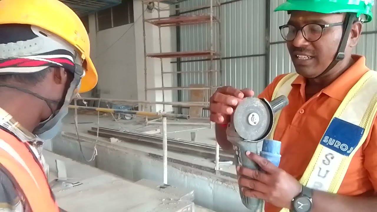 Safe use of angle grinder machine   Use of job specific PPE's