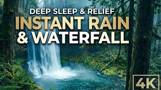 Hidden Paradise: Heavy Rain &amp; Waterfall Sounds for Insomnia | 4K HDR Nature