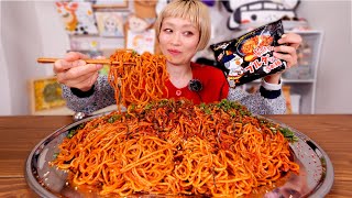 【大食い】…激辛！！？ブルダックポックンミョン風焼きそば12人前。【モッパン】【MUKBANG】