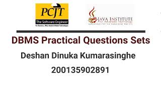 DBMS Question Session Task No 10 | 1st Year | Semester 01 | Java Institute | Deshan Kumarasinghe