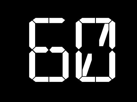 60 Second Countdown Timer | White Digital Clock on Black Background