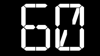 60 Second Countdown Timer | White Digital Clock on Black Background