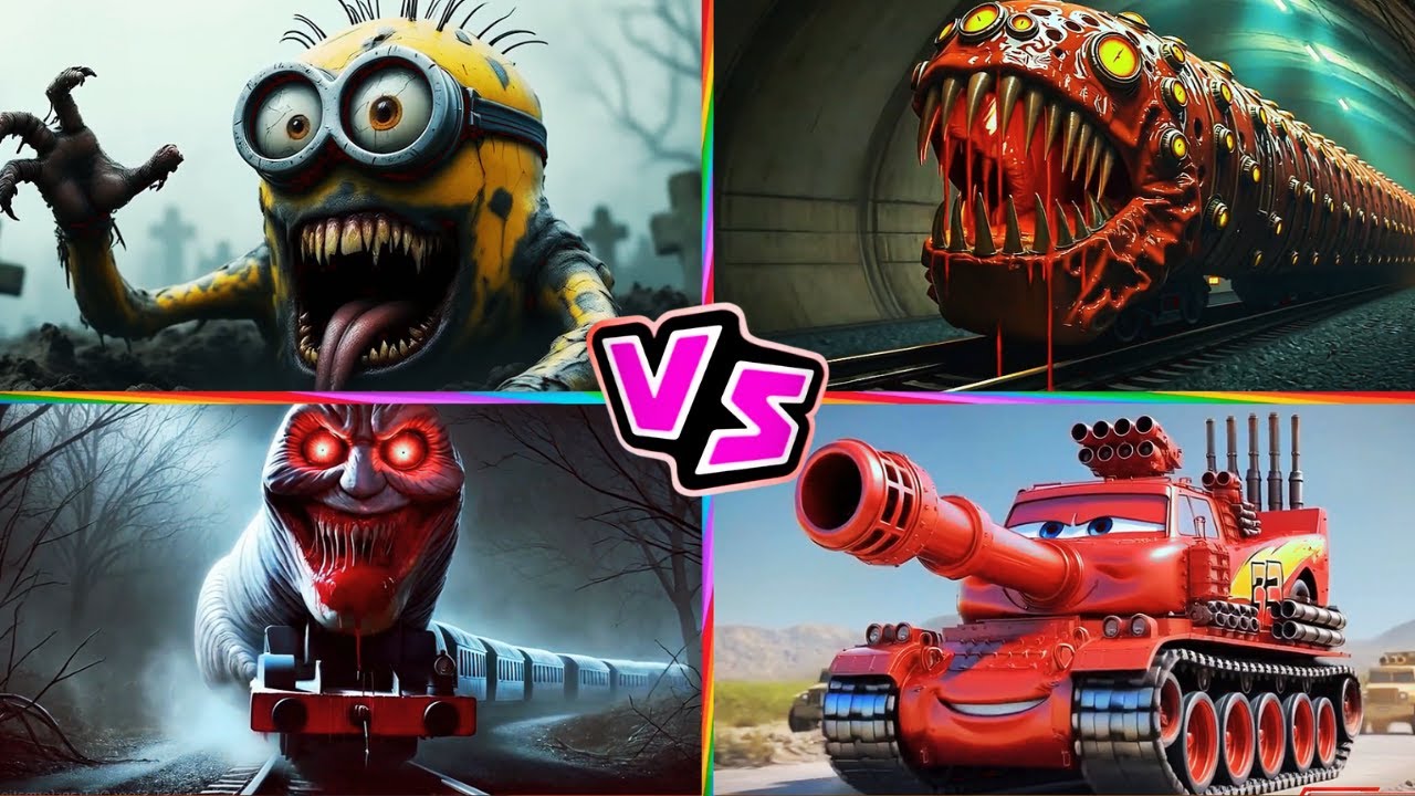 Minion Zombie 🆚 TRAIN EATER 🆚 THOMAS TRAIN 🆚 McQueen Tank 🎶 Tiles Hop EDM Rush