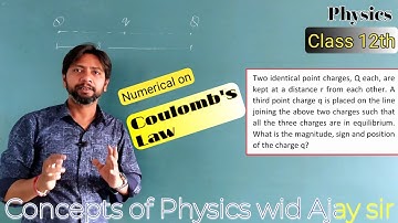 06 - Two identical point charges, Q each, are kept at a distance r from each other. A third charge