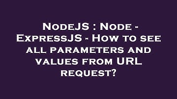 NodeJS : Node - ExpressJS - How to see all parameters and values from URL request?
