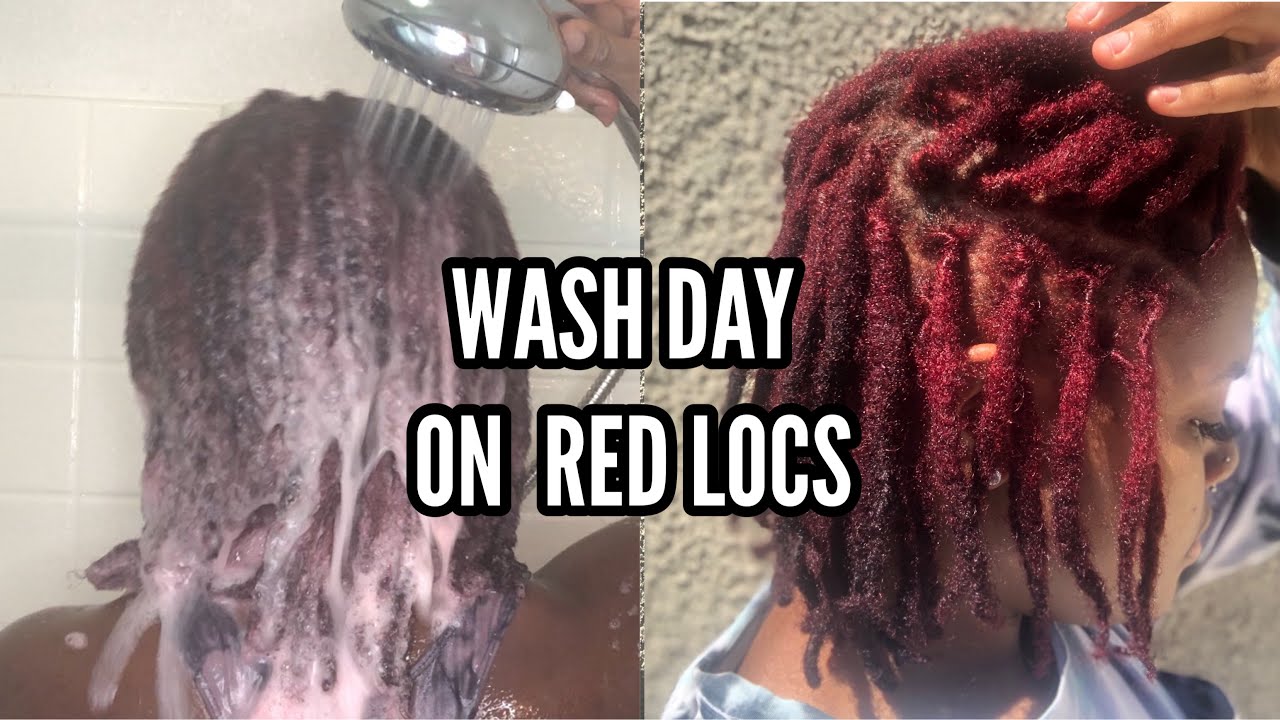 Wash Day on Color Treated Locs Washing Red Starter Locs Comb Coils