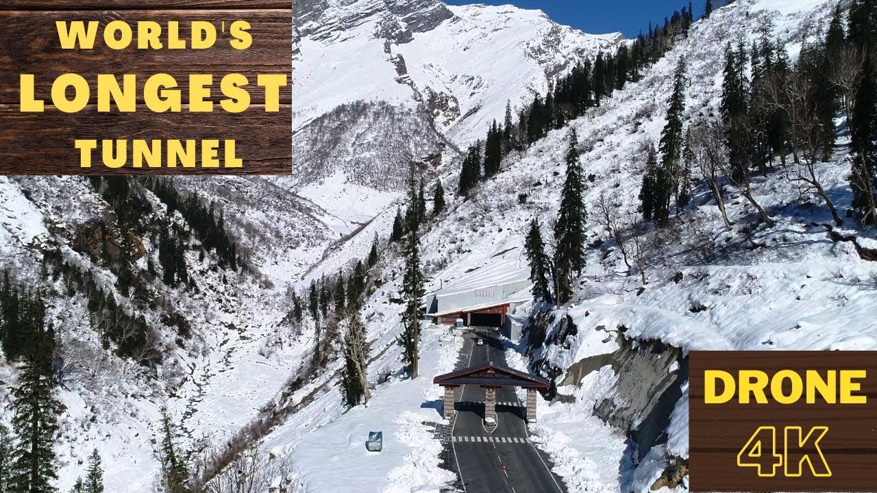 DRONE OF WORLD'S LONGEST HIGHWAY TUNNEL ABOVE 10000 FEET WORLD BOOK