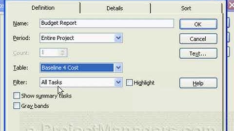 Using baseline reports in Microsoft project