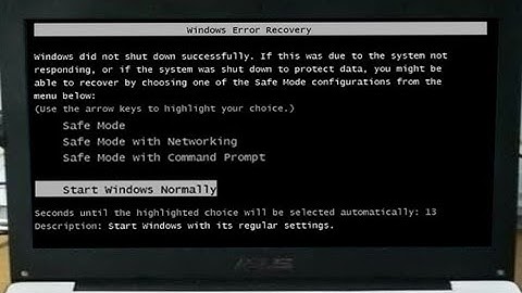 Windows Error Recovery, Start Windows Normally, Windows 7 Boot Failed