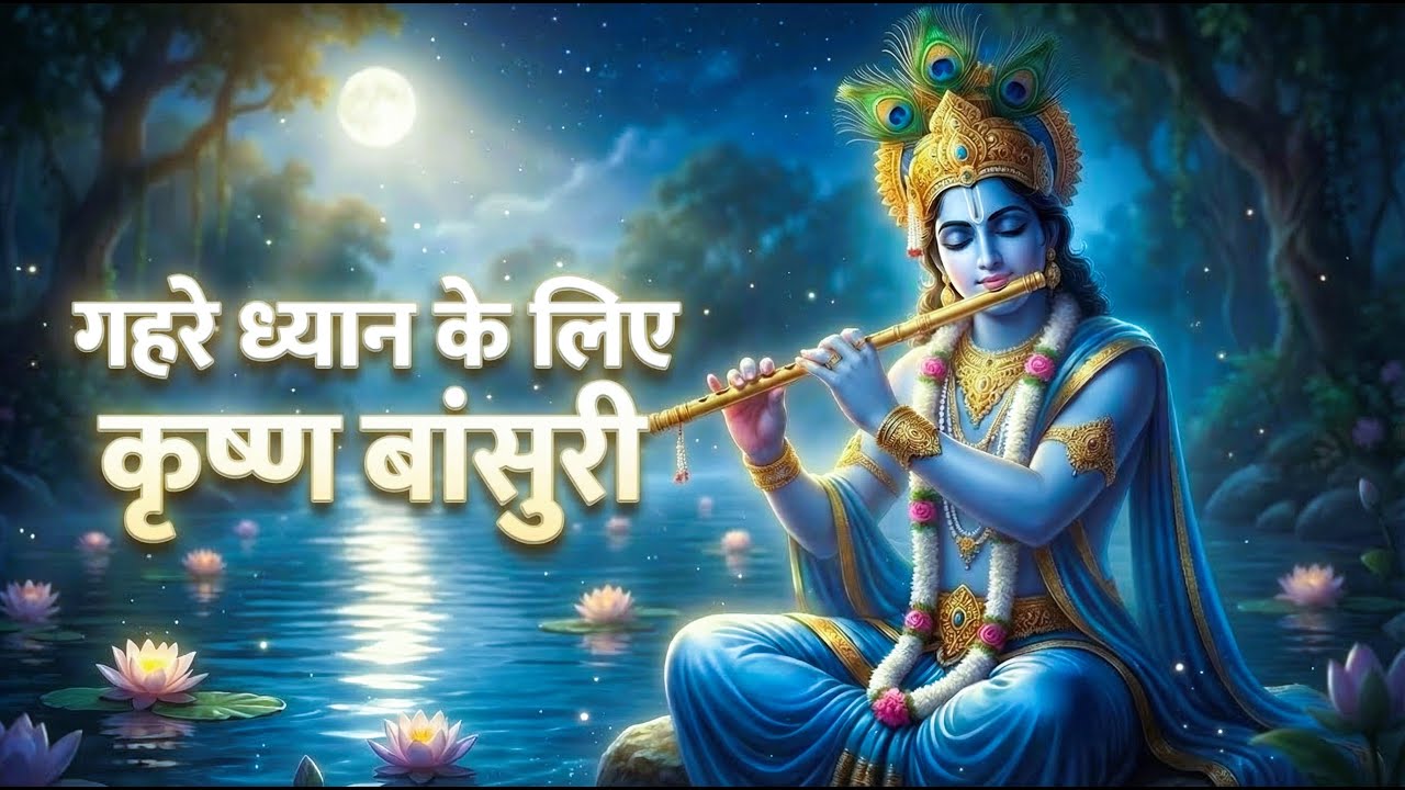 कृष्ण बांसुरी ध्यान | नदी किनारे बहती जलधारा | Krishna River Flute Meditation
