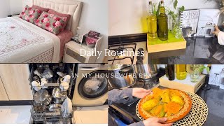 Daily routines, clean &amp; set up, cooking moroccan couscous and sewing floral apron ✨