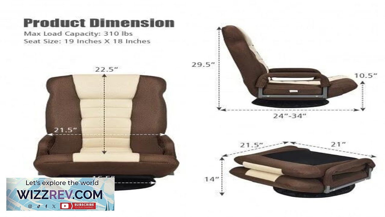 360 Degree Swivel Gaming Floor Chair with Foldable Adjustable Backrest Brown C Review