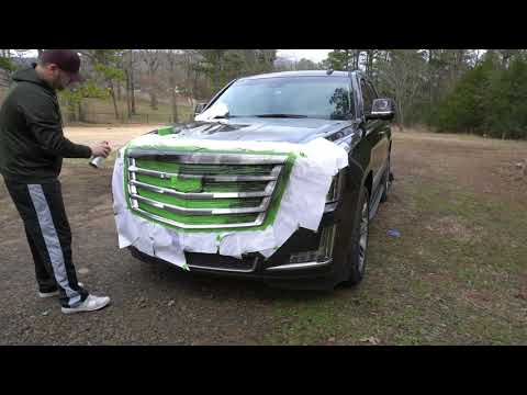 DIY CustomWrap Cadillac Escalade Grill(music way to loud) will fix soon