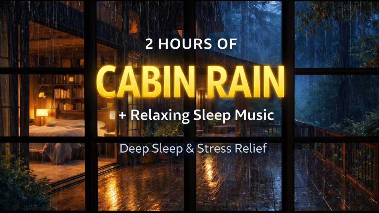 2 Hours of Cozy Cabin Rain 🌧️ Relaxing Sleep Music | Deep Sleep & Stress Relief