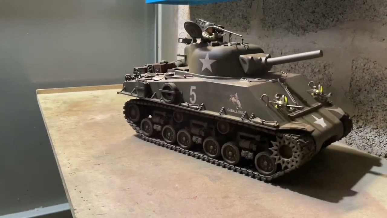 Rc Tank Tamiya 1/16 M4 Sherman 105mm full option - YouTube