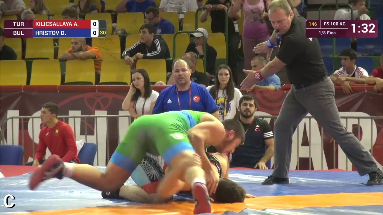 1/8 FS - 100 kg: A. KILICSALLAYA (TUR) df. D. HRISTOV (BUL) by VPO1, 6-2
