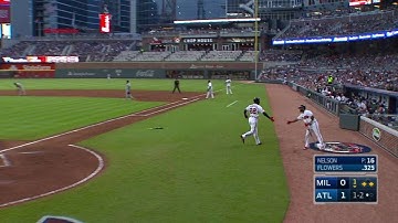 MIL@ATL: Flowers reaches on an error, Markakis scores