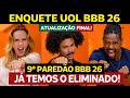 ÚLTIMA ENQUETE APÓS SINCERÃO QUEM SERA ELIMINADO DO BBB 26 HOJE ENTRE ANA PAULA, LEANDRO E BRENO
