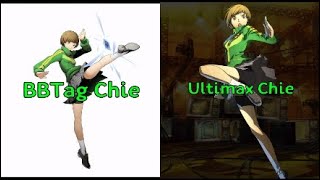 Comparing between bbtag Chie and ultimax Chie