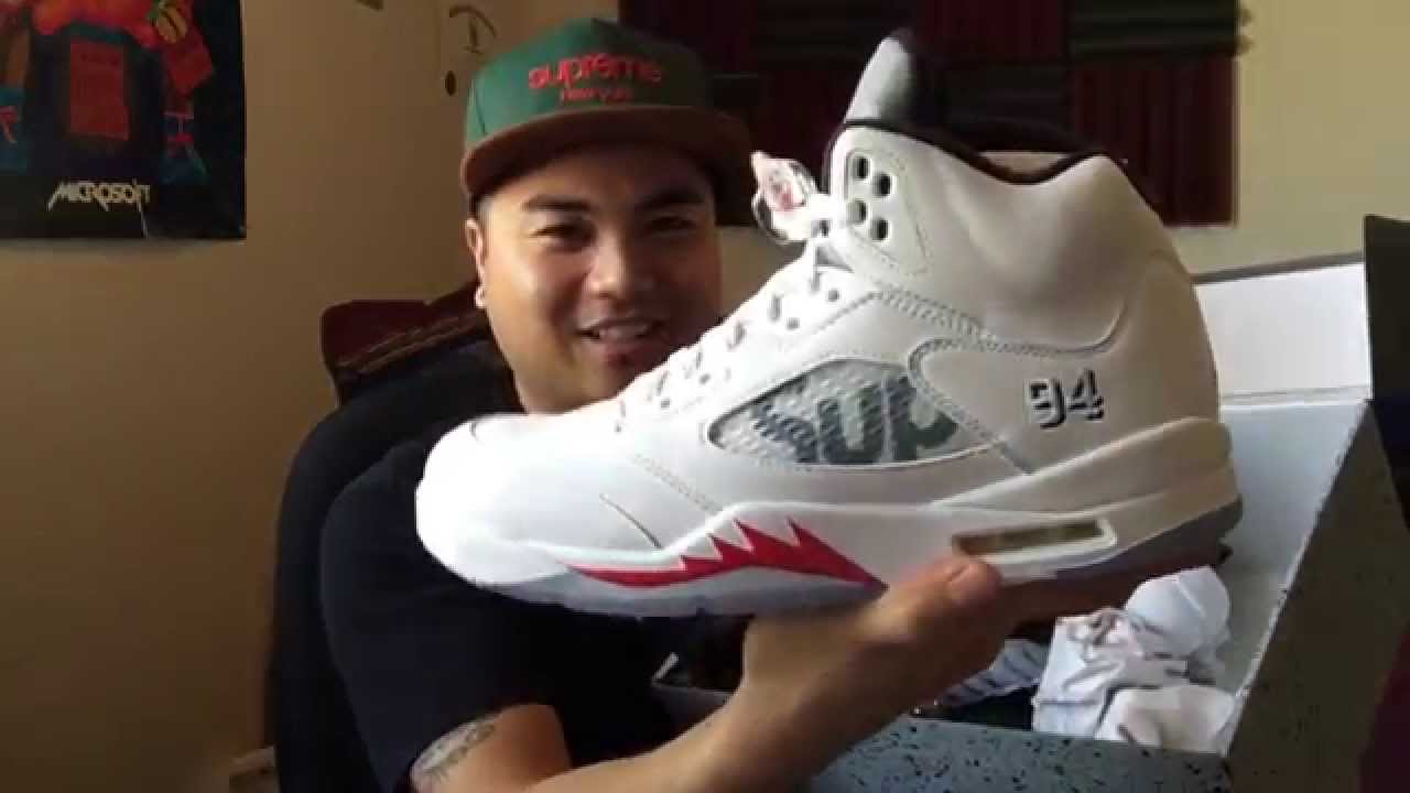 white supreme jordan 5