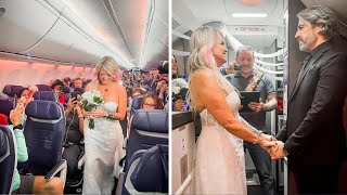 When These Couple's Flight To Their Wedding Was Canceled, They Decide To Get Married On The Plane