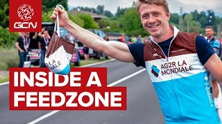 Inside A Bike Race Feed Zone | What Does A Pro Cyclist Eat For Lunch?