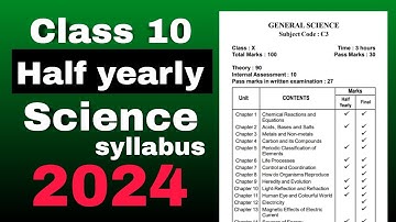 Class 10 half yearly Science syllabus 2024 SEBA board