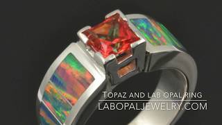 Lab Opal Ring with Orange Topaz