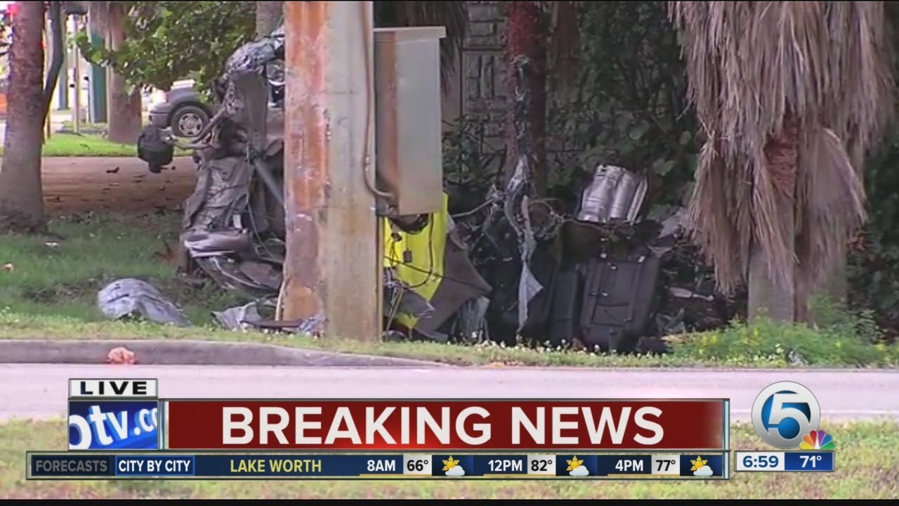 One dead in Palm Beach Gardens car crash - YouTube