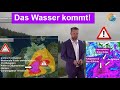 Das Wasser kommt! Erster Höhepunkt morgen früh. Stark- &amp; Dauerregen, Gewitter. Wie zieht der Regen?