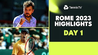 Murray & Fognini Duel; Wawrinka, Garin Play | Rome 2023 Day 1 Highlights