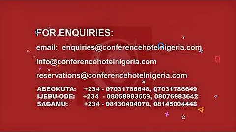 Conference Hotel Abeokuta, Ijebu Ode and Sagamu... the art of luxury