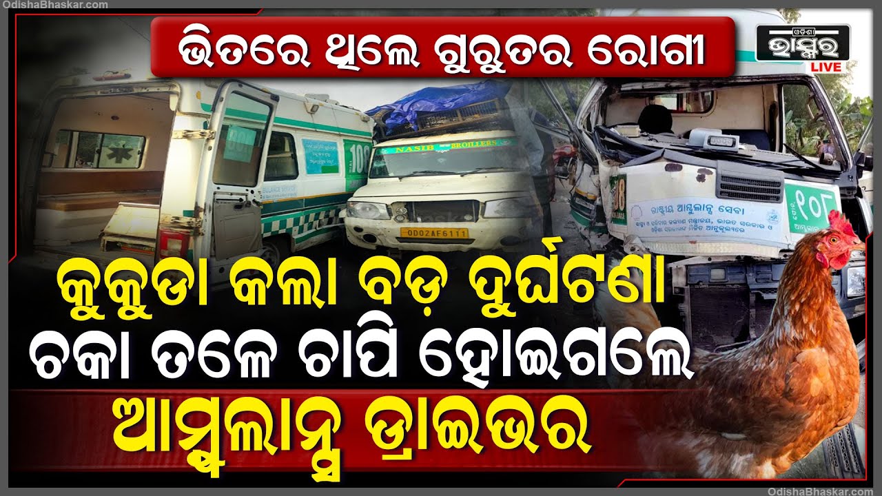 ଦୁର୍ଘଟଣା ଘଟାଇଲେ କୁକୁଡା ପଲ, ଗୁରୁତର ରୋଗୀଙ୍କୁ ନେଇ ଯିବା ବେଳେ ଚକା ତଳେ ଚାପି ହୋଇଗଲେ