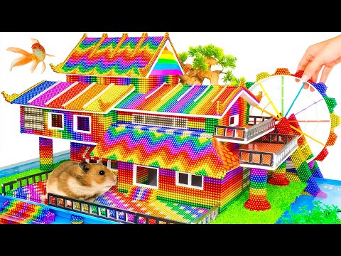 Satisfying Video - ASMR Build Tropical Modern Mansion Have Fish Pond Hamster