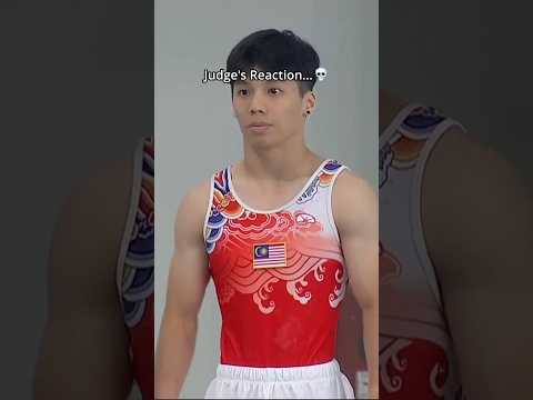 Unfortunately, he got a 0 for this😳 #gymnastics #fail #0 #vault #worldcup #sports #reaction #judge