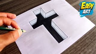 How to Draw the HOLY CROSS in 3D with Depth  Free 3D Drawing Course  Easy Art