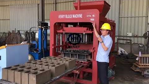 Henry QT4-15 concrete brick machine test for 6 inch hollow blocks production density solid as stone.